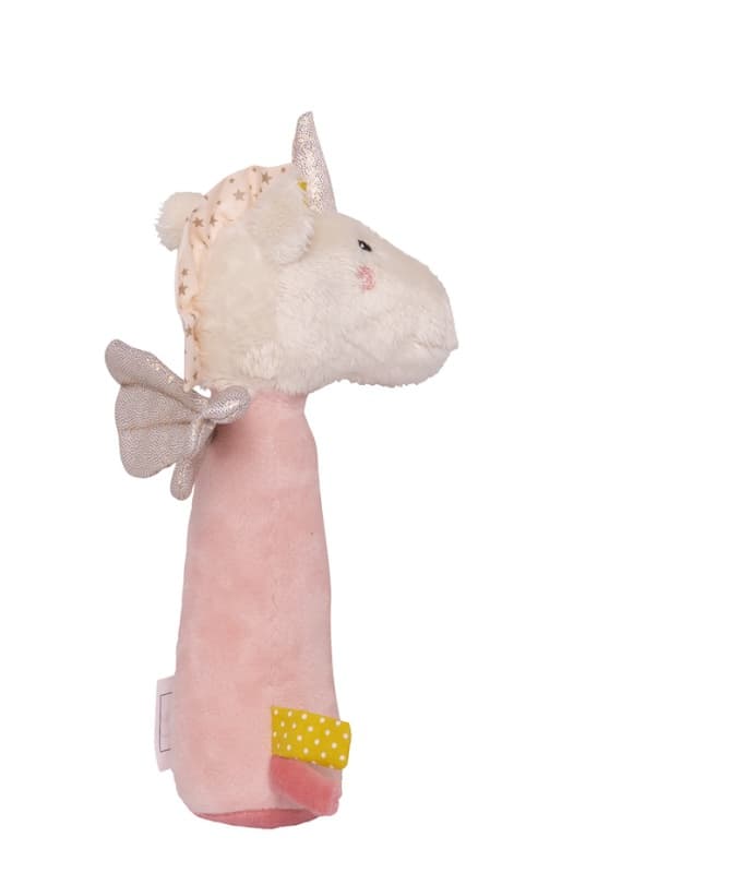 Licorne Pouet, lilou & perlin textile creme et rose pale h-18