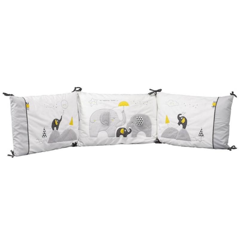 Tour de Lit Babyfan, babyfan sauthon baby deco blanc/gris 190x40 per