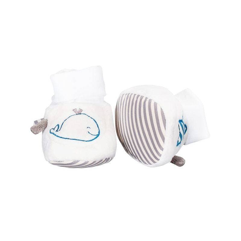 Chaussons 0/6mois Blue Baleine, blue baleine sauthon baby deco blanc - bleu - gris — vue 2 sur 3
