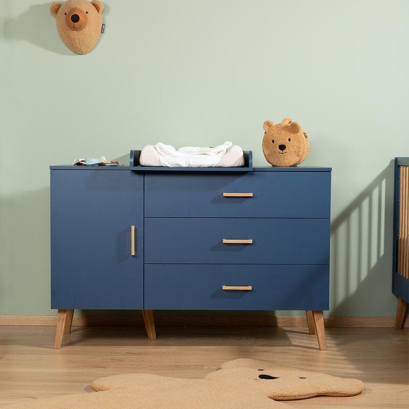Bold Blue - Commode 3 Tiroirs+1 Porte, blue childhome — vue 1 sur 3