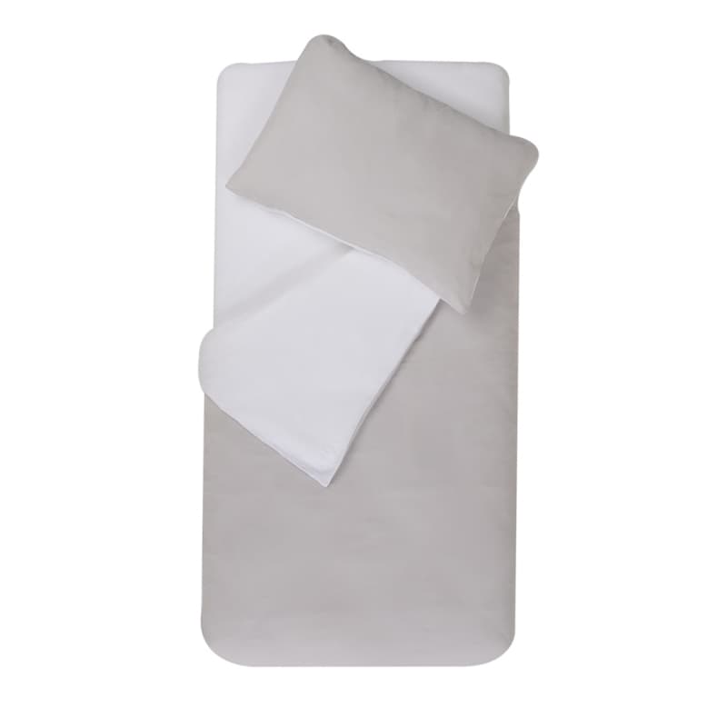 Housse de Couette et Taie, perle/blanc 100x140cm domiva