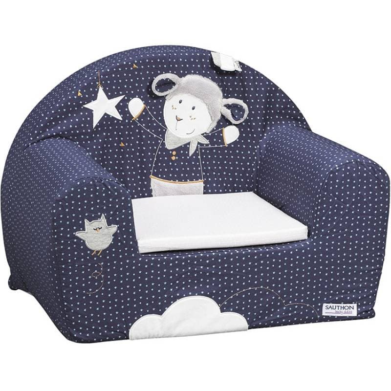 Fauteuil Club Merlin, merlin sauthon baby deco bleu/blanc l48 h42 p40 pe — vue 2 sur 3