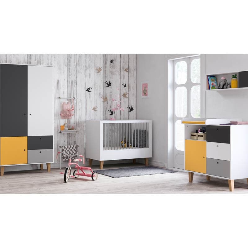 Commode Blanc/gris Jaunea Safran Chambre Concept, blanc/graphite/gris/safran — vue 4 sur 4