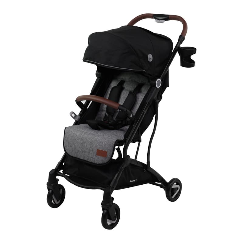 Poussette Heather, noir/gris chiné, guidon simili safety kids noir/gris chiné, guidon simili — vue 1 sur 5