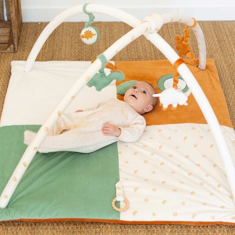 Tapis d'Eveil-diplododo, diplododo all over feuilles écru, vert — vue 2 sur 2