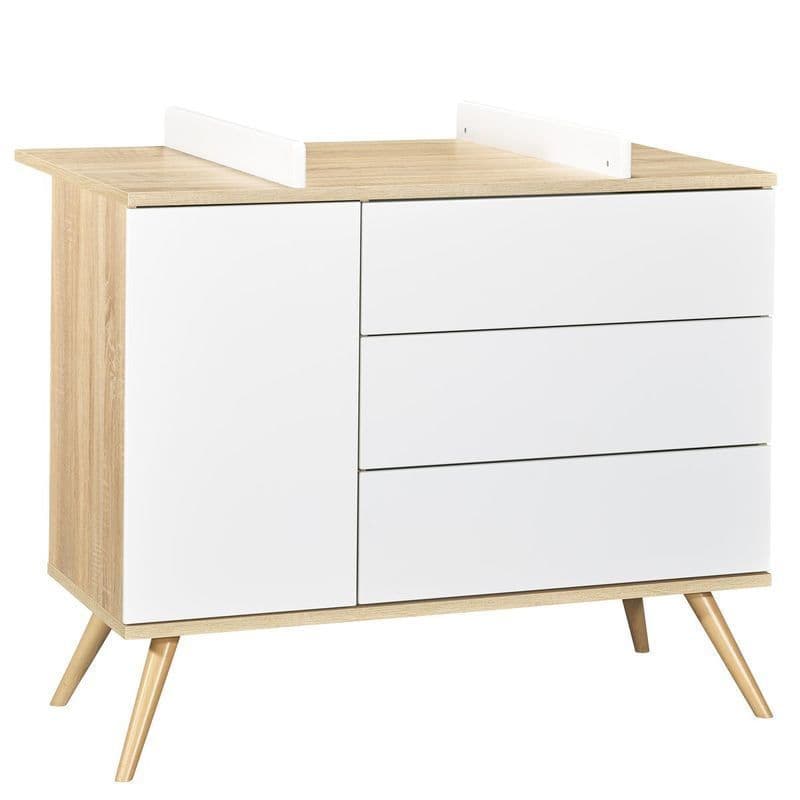 Commode 1 Porte et 3 Tiroirs Blanc Version Tiroirs Blanc Seventies, seventies meuble — vue 4 sur 5