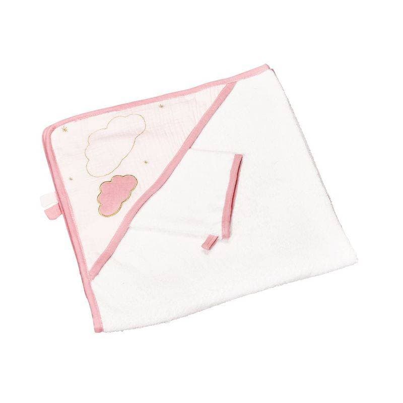 Cape de Bain Plus Gant Rose Lily Poudree, lily poudree sauthon baby deco rose poudre - rose — vue 2 sur 2
