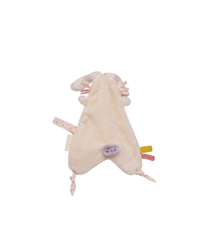 Doudou Lapin, lilou & perlin textile creme et rose pale h-18