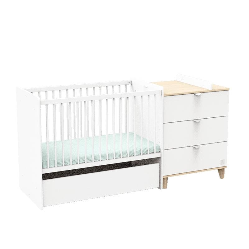 Lit Combine 120x60 Evolutif en 90x190 3 Tiroirs Blancs, aubin meuble — vue 1 sur 4