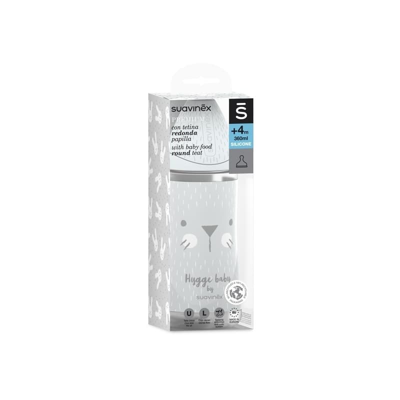 Biberon 360ml Tetine Ronde Debit Rapide - Moustache, vert