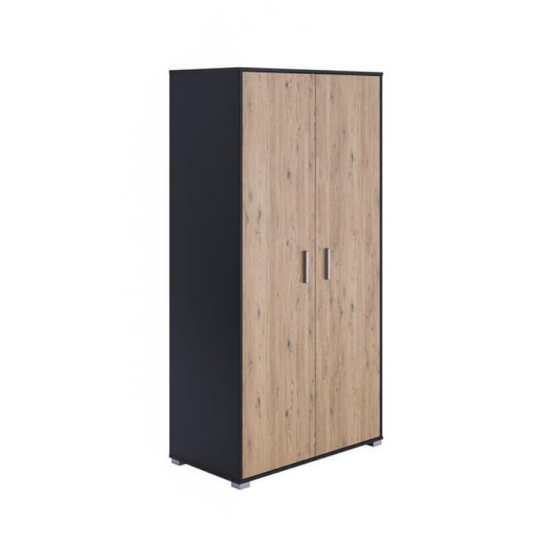 Abella Armoire 2 Portes, nature noir / chêne bordeaux b/p/h 94.7/185.3/50.7 — vue 1 sur 2