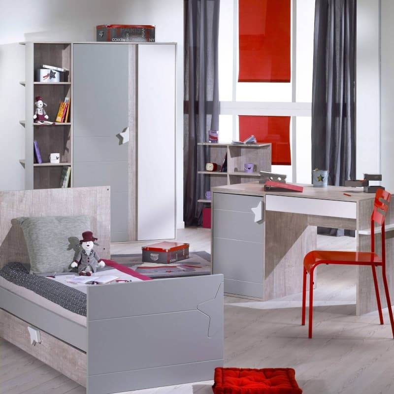 Colonne Etageres pour Armoire Nova, nova sauthon easy gris/decor gris loft l 36 h 185 — vue 1 sur 2