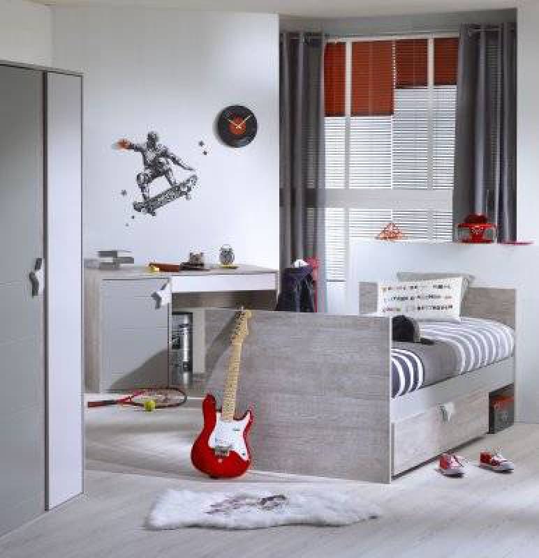 Lit Bebe Nova, nova sauthon easy gris/decor gris loft l124 h86 p — vue 2 sur 5