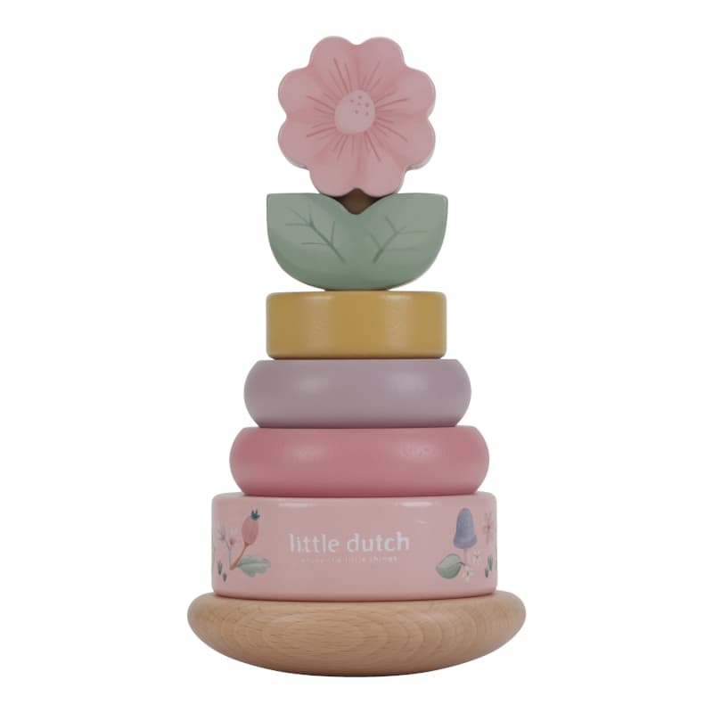 Tour Anneaux a Empiler Bois Fsc, bleu jaune vert bois multicolore fairy garden little dutch — vue 1 sur 3