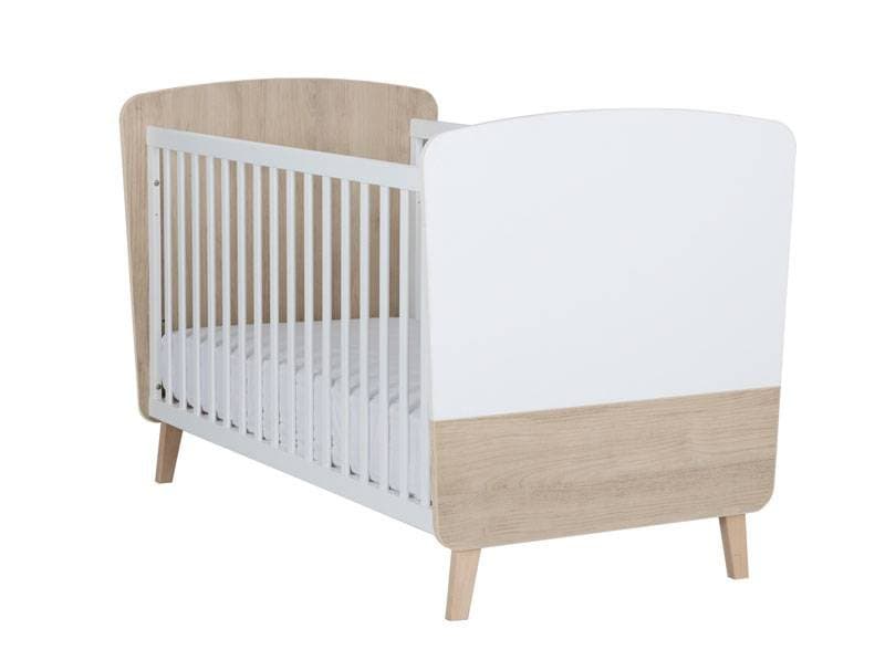 Zelie Bois Blanc Imprime Lit Bebe 70x140, chataigner naturel et blanc galipette zelie 43282 — vue 1 sur 2