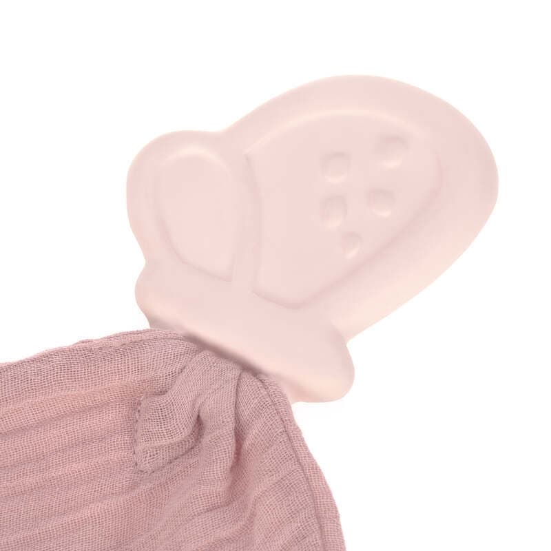 Doudou avec Anneau de Dentition Caoutchouc Naturel Papillon, lässig rose — vue 2 sur 3