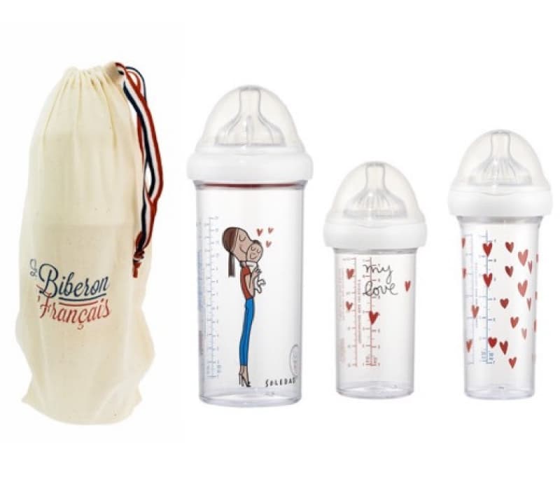 Set de 3 Biberons My Love By Soledad, le biberon français transparent 8,5x8,5x28 per — vue 2 sur 2