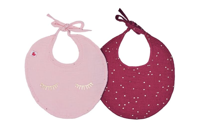 Lot de 2 Bavoirs Naissance en Gaze - Girly Chic, bb&co girly chic naissance per