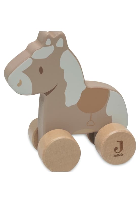 Cheval en Bois a Roulettes, multicolor nostalgic ride jollein h-24 — vue 2 sur 3