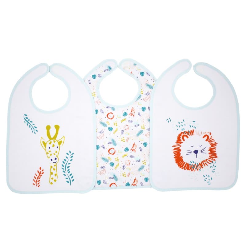 Lot de 3 Bavoirs 1er Age, tropical babycalin 25x36