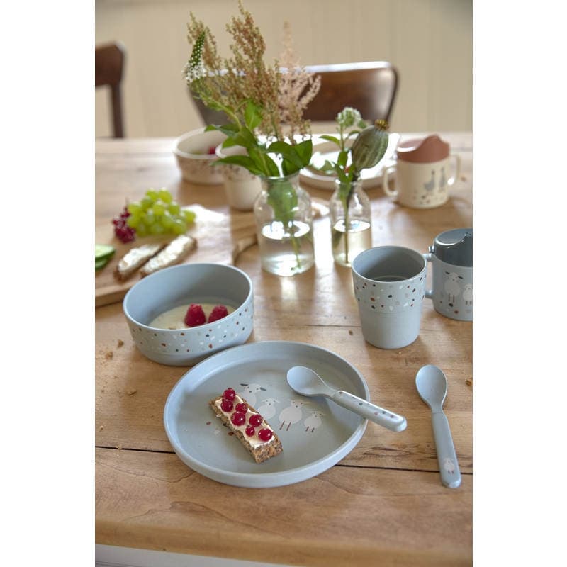 Coffret Repas Tiny Farmer Mouton/oie Bleu (assiette, Bol, Tasse, Cuillere) Pp/c, lässig bleu — vue 1 sur 2
