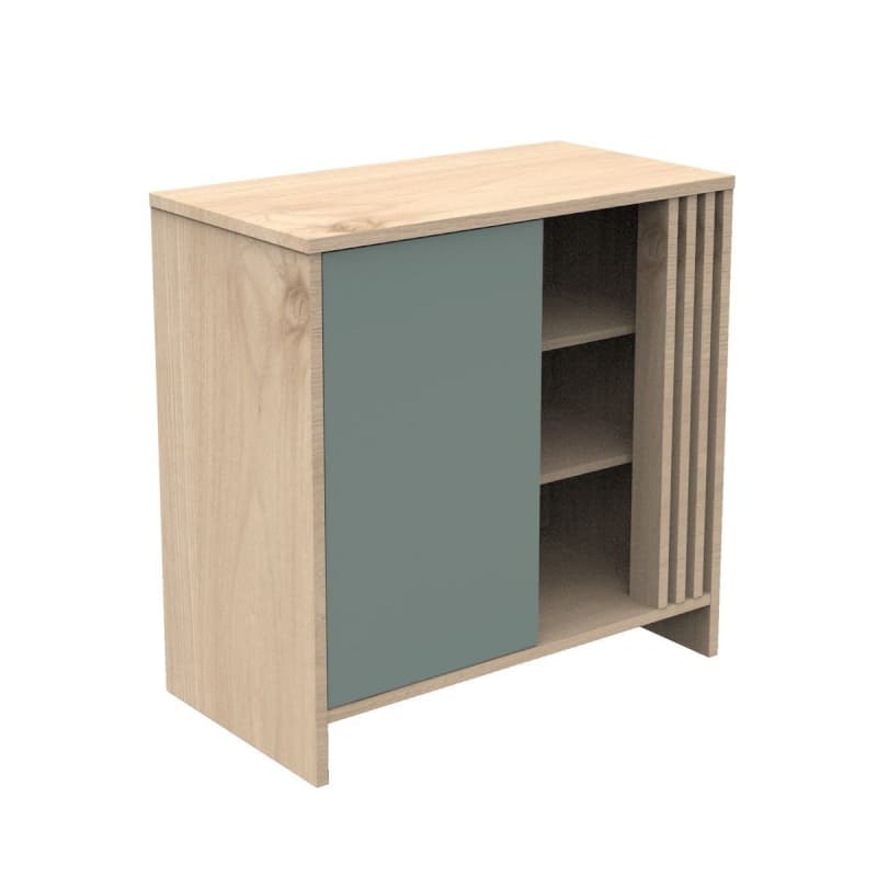 Commode 1 Porte Sauge, tokyo meuble chêne suave - sauge — vue 3 sur 5
