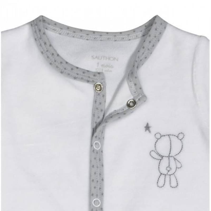 Pyjama Velours Celeste, celeste sauthon babywear blanc/gris clair 3 mois p — vue 3 sur 3