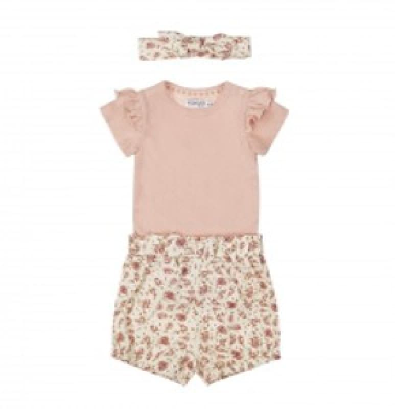 Body Rose+short Fleuri+bandeau 18m