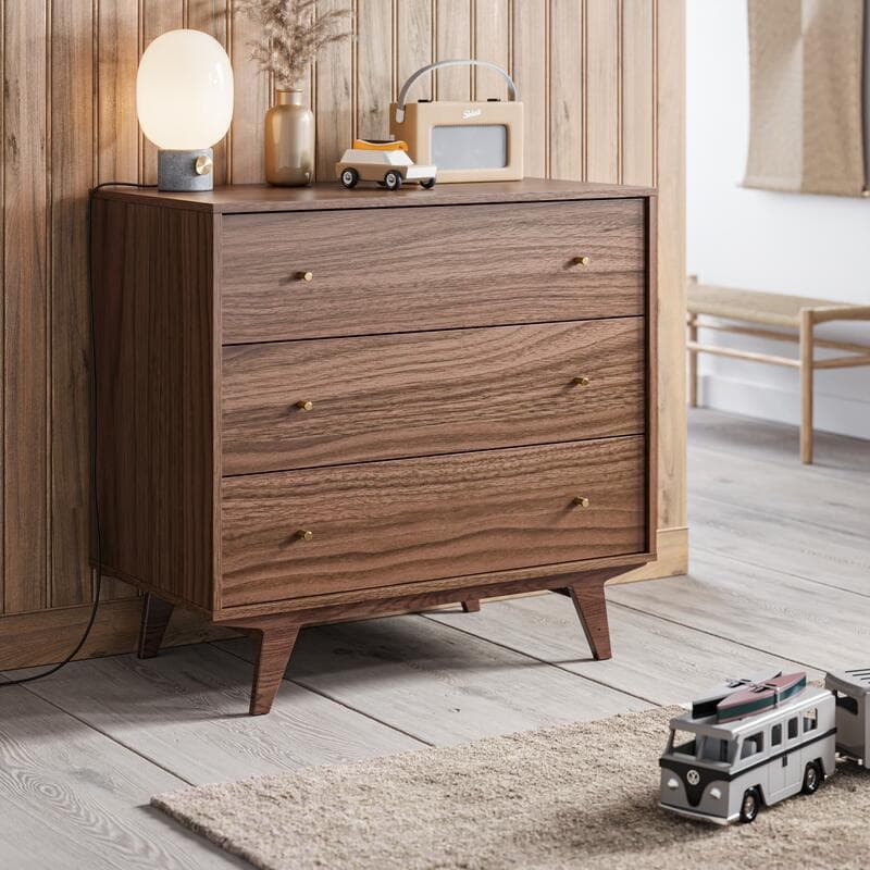 Commode 3 Tiroirs, noyer mid 2 vox — vue 2 sur 4
