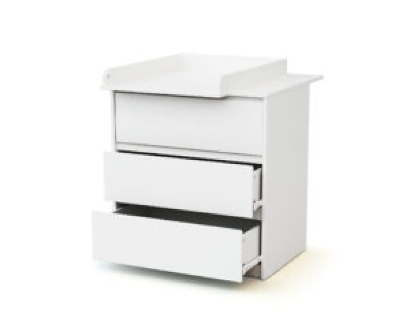 Commode Uno 3 Tiroirs Bois avec Plan a Langer, blanc webaby at4 — vue 4 sur 4