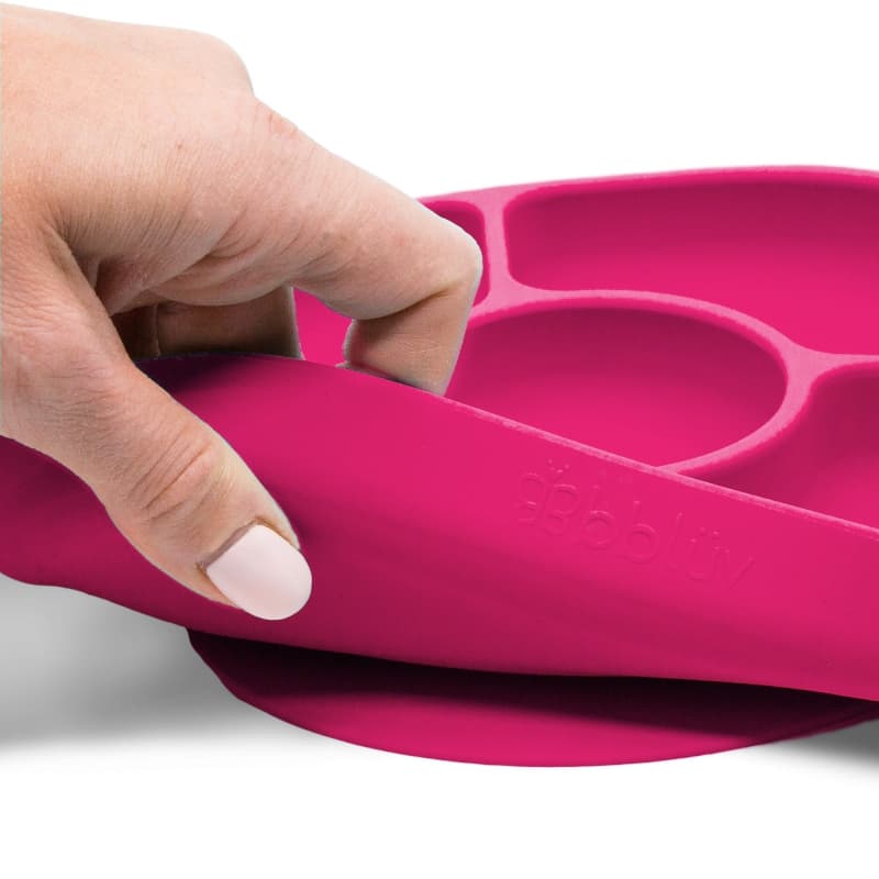 Yumi Assiette et Cuillere en Silicone Rose, bblüv rose — vue 3 sur 4