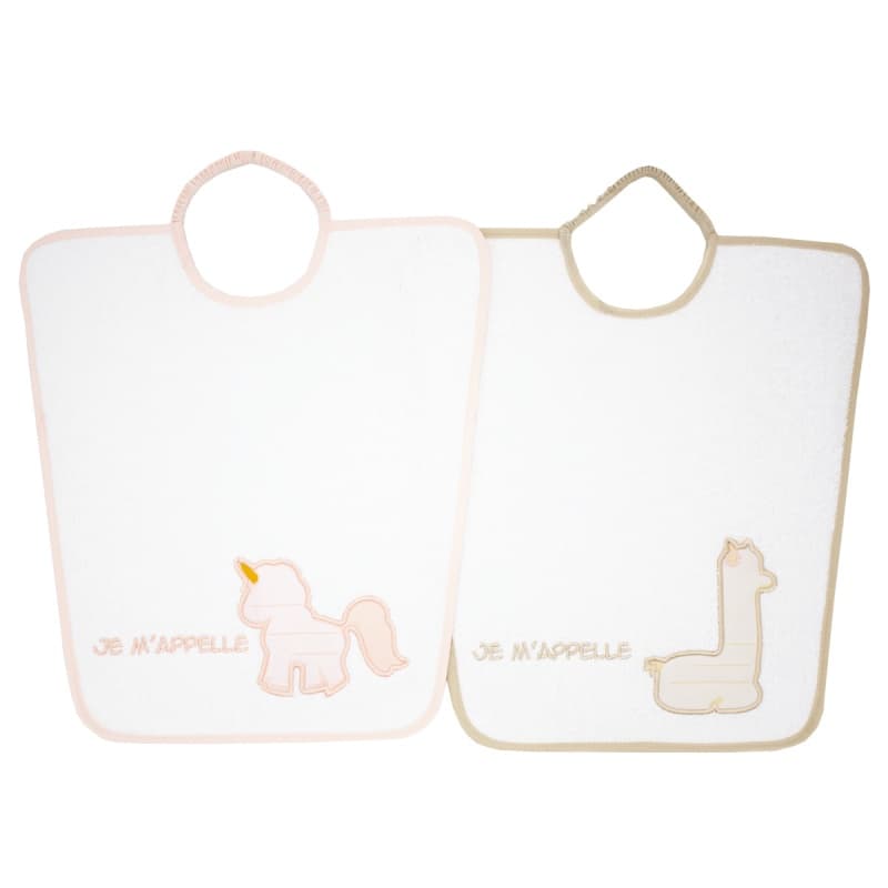 Lot de 2 Bavoirs Maternelle, lama/licorne babycalin multicolore 35x38cm 2022