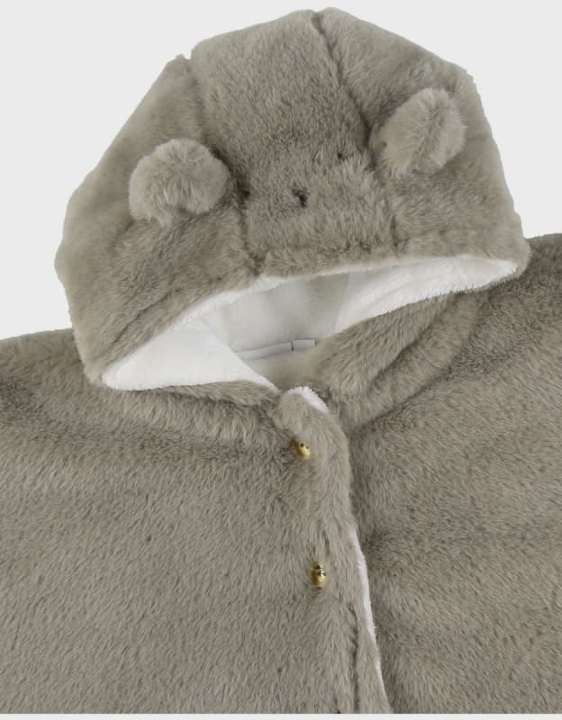 Poncho Fausse Fourrure, taupe 18m mix_match noukie's — vue 4 sur 4