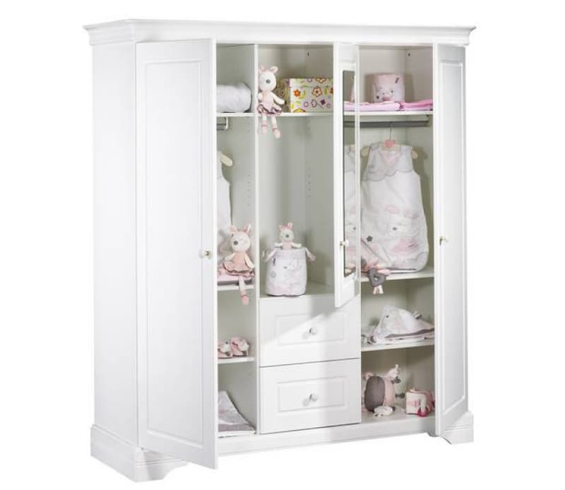 Armoire 3 Volumes avec Miroir Elodie Blanc, elodie blanc sauthon signature blanc l171 h192 p62 — vue 2 sur 2