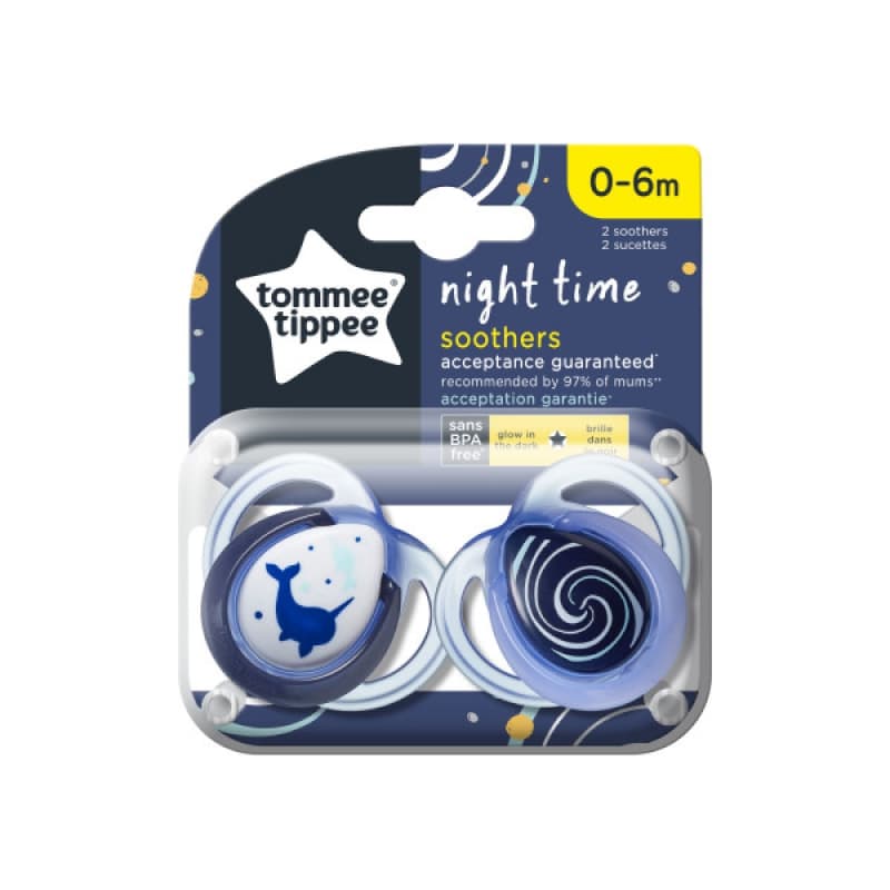 Sucette Ctn Nuit 0-6m Mixte X2, tommee tippee multicolore — vue 5 sur 6