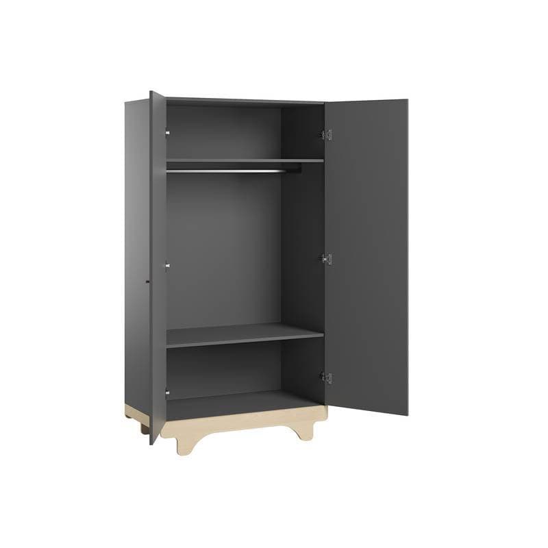 Armoire 2 Portes Playwood Graphite Bois, 100x52x185 graphite/bois playwood — vue 1 sur 2