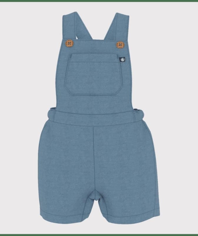 Salopette Courte, denim clair 24m reco selectif early season petit bateau p-25 e-25