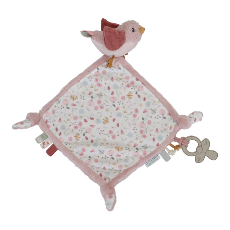 Doudou Carre Oiseau, rose 0m+ flowers & butterflies little dutch 05-24 — vue 1 sur 3