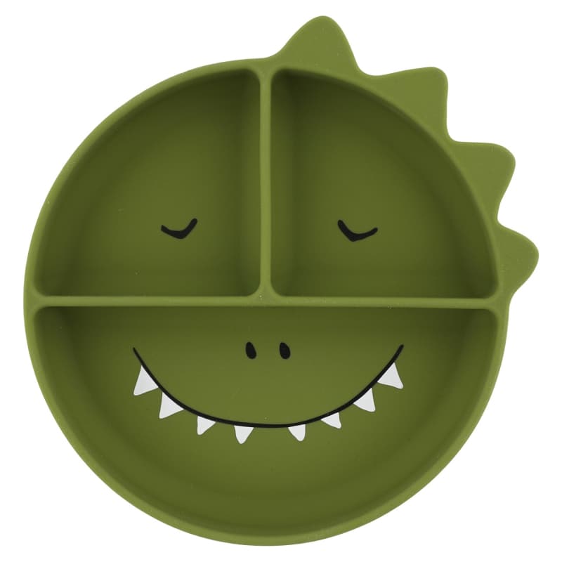 Assiette avec Ventouse en Silicone et Compartiments, mr. dino trixie vert p-24 — vue 1 sur 3