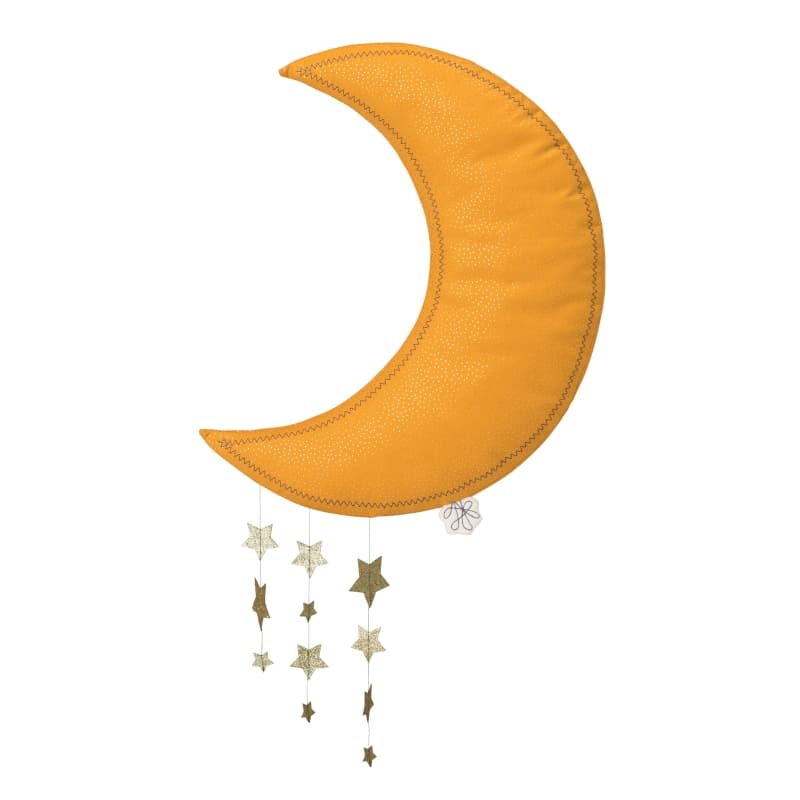 Mobile Lune avec Etoiles 45 Cm, picca loulou jaune per