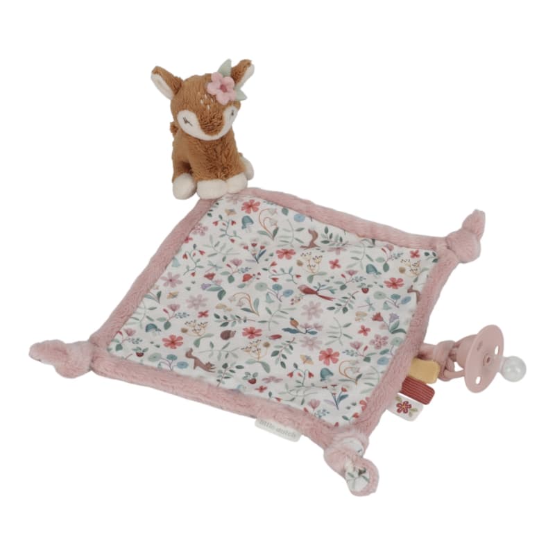 Doudou Carre Faon, rose marron vert multicolore fairy garden little dutch — vue 2 sur 2