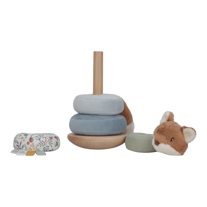 Renard a Empiler Doudou et Bois Fsc, marron beige vert bleu bois forest friends little dutch — vue 2 sur 2