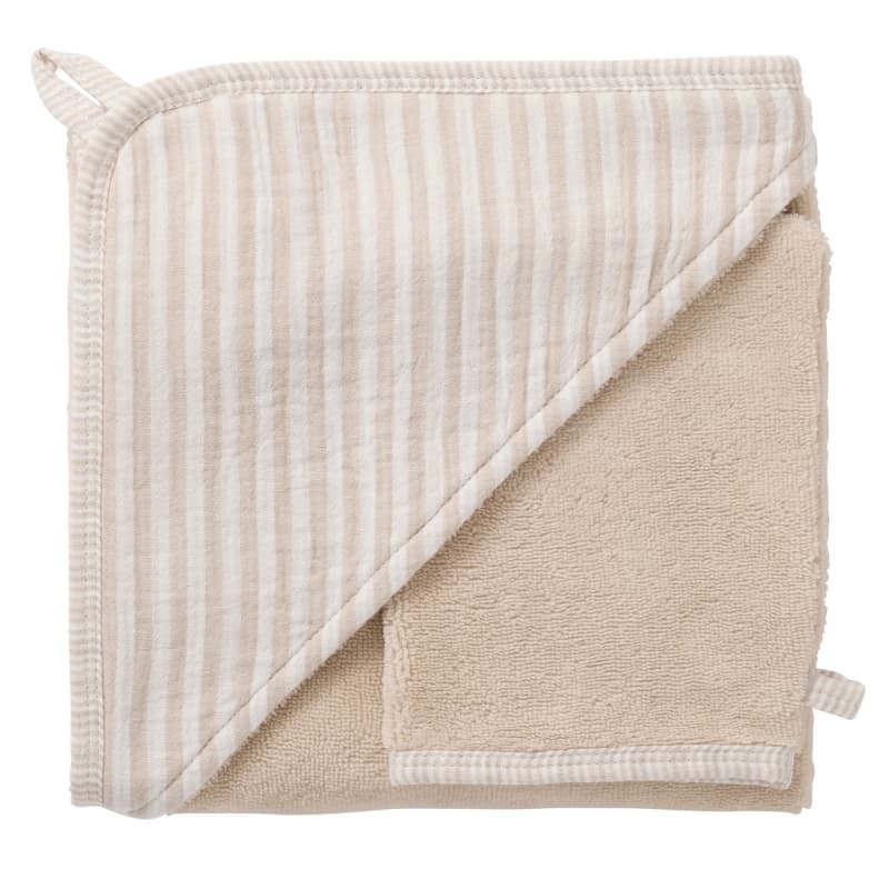 Cape de Bain + Gant Raye, ecru galet 70x70cm soft stripes bb&co per — vue 1 sur 4