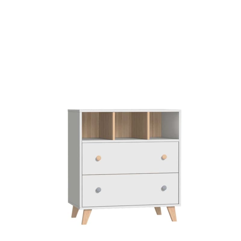 Commode 2 Tiroirs + 3 Niches Senja, senja domiva blanc 86 x48x92 — vue 3 sur 3