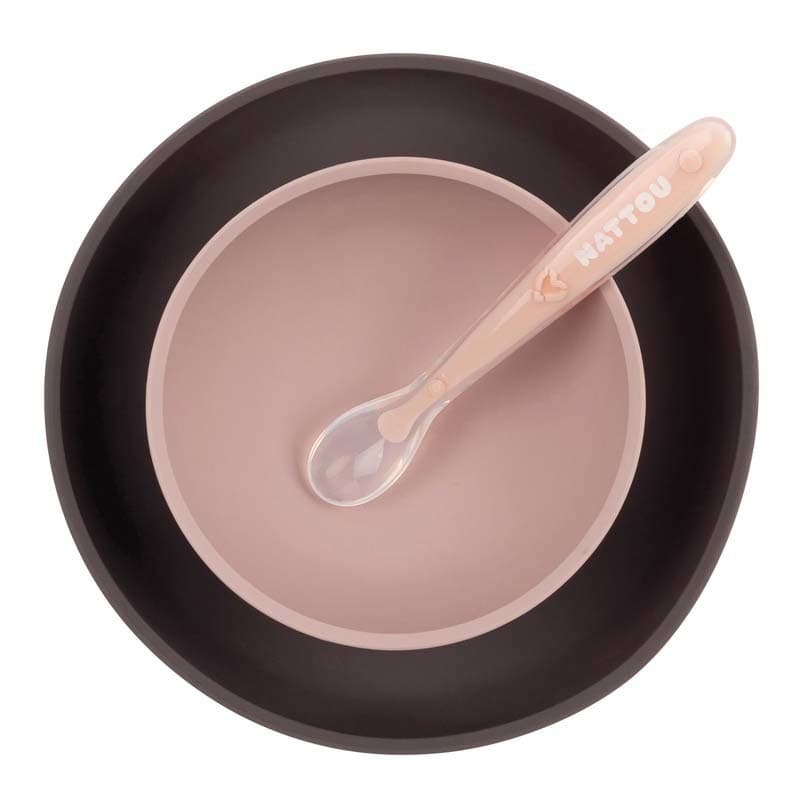 Coffret de Repas 3 Pieces, silicone nattou rose/gris e22 — vue 3 sur 3
