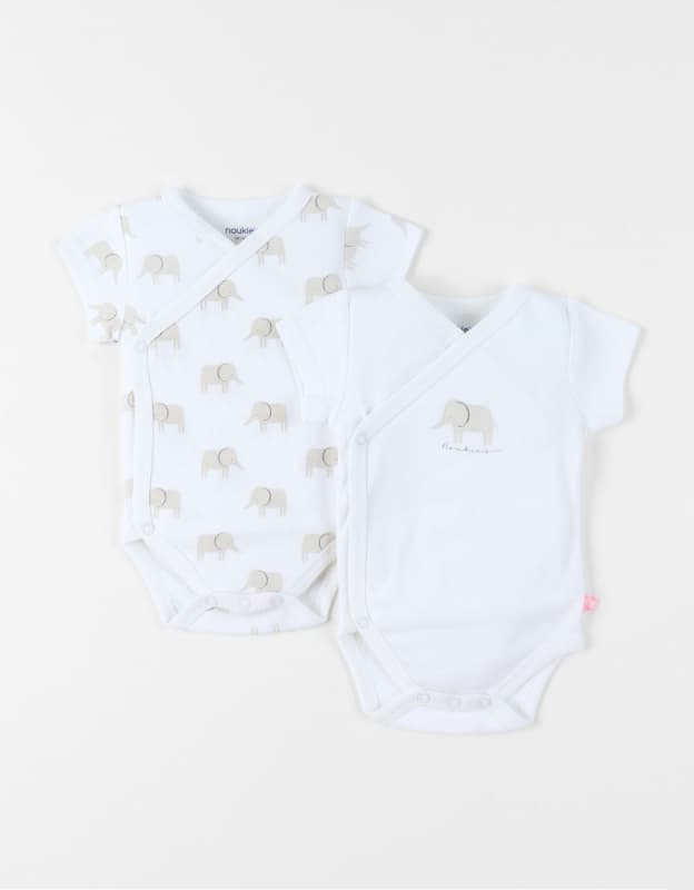 Bodys Croises Manches Courtes X2, blanc 3m wild jungle noukies e25 — vue 1 sur 5