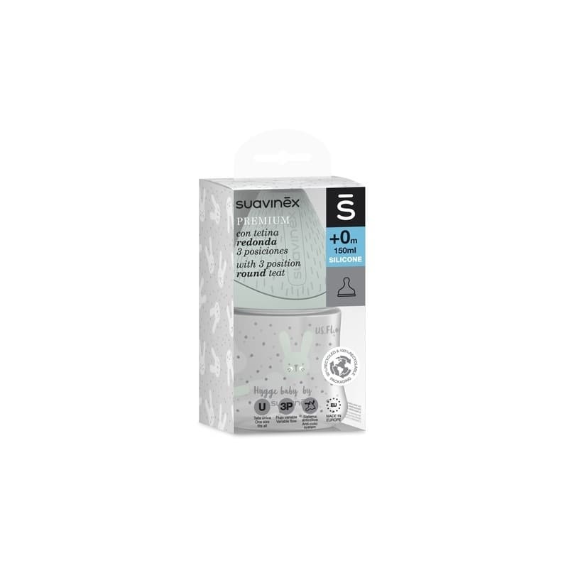 Biberon 150ml Tetine Ronde Debit Lent - Lapin, gris