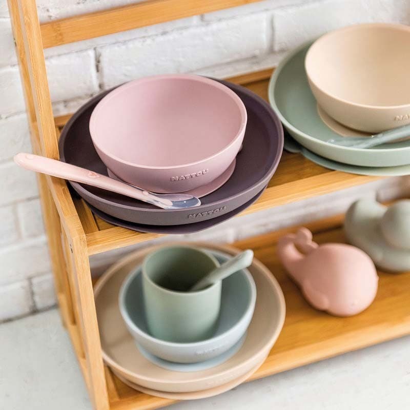 Coffret de Repas 3 Pieces, silicone nattou rose/gris e22 — vue 2 sur 3