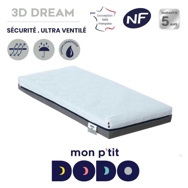 Matelas 3d Dream Ultra Respirant et Ventile 70x140cm, 70x140cm poyet motte 20/10 — vue 1 sur 5