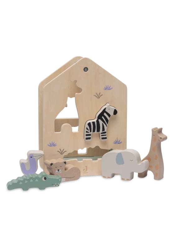 Boite a Formes en Bois, multicolor jungle jambo jollein h-24 — vue 1 sur 4